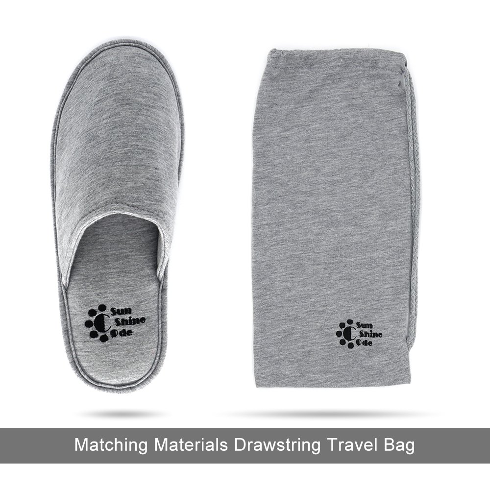 Sunshine Code Men's Memory Foam Slippers - Washable Cotton House Shoes with Travel Bag for Home, Hotel, Spa & Bedroom - Comfortable Indoor/Outdoor Slides for Relaxation & Travel
