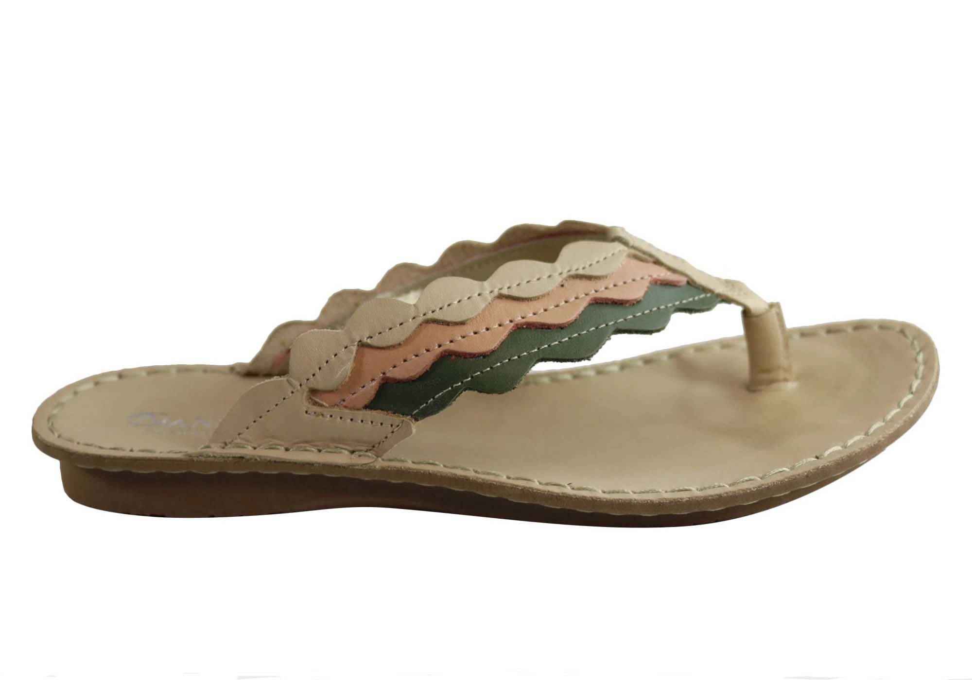 Andacco Tropican Women's Comfortable Leather Flip Flops - Handmade in Brazil - Perfect for Beach, Pool & Summer Outfits