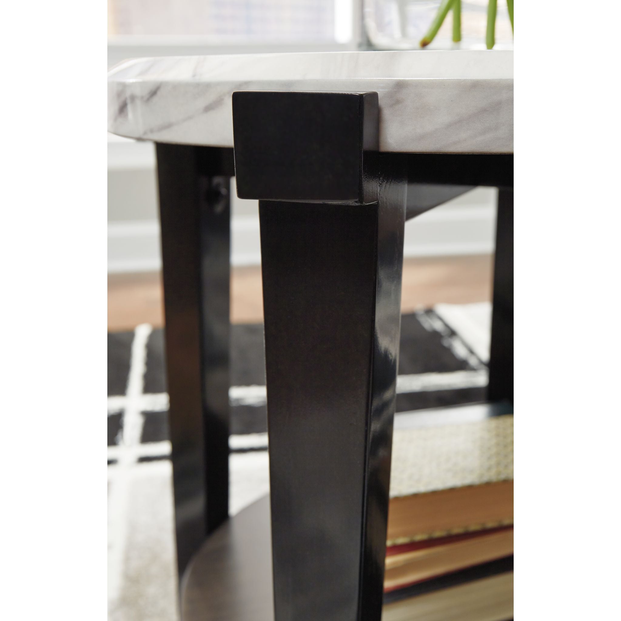 Ashfair End Table - Dark Brown & White Nightstand for Living Room, Bedroom - Small Side Table with Storage Shelf for Home Decor