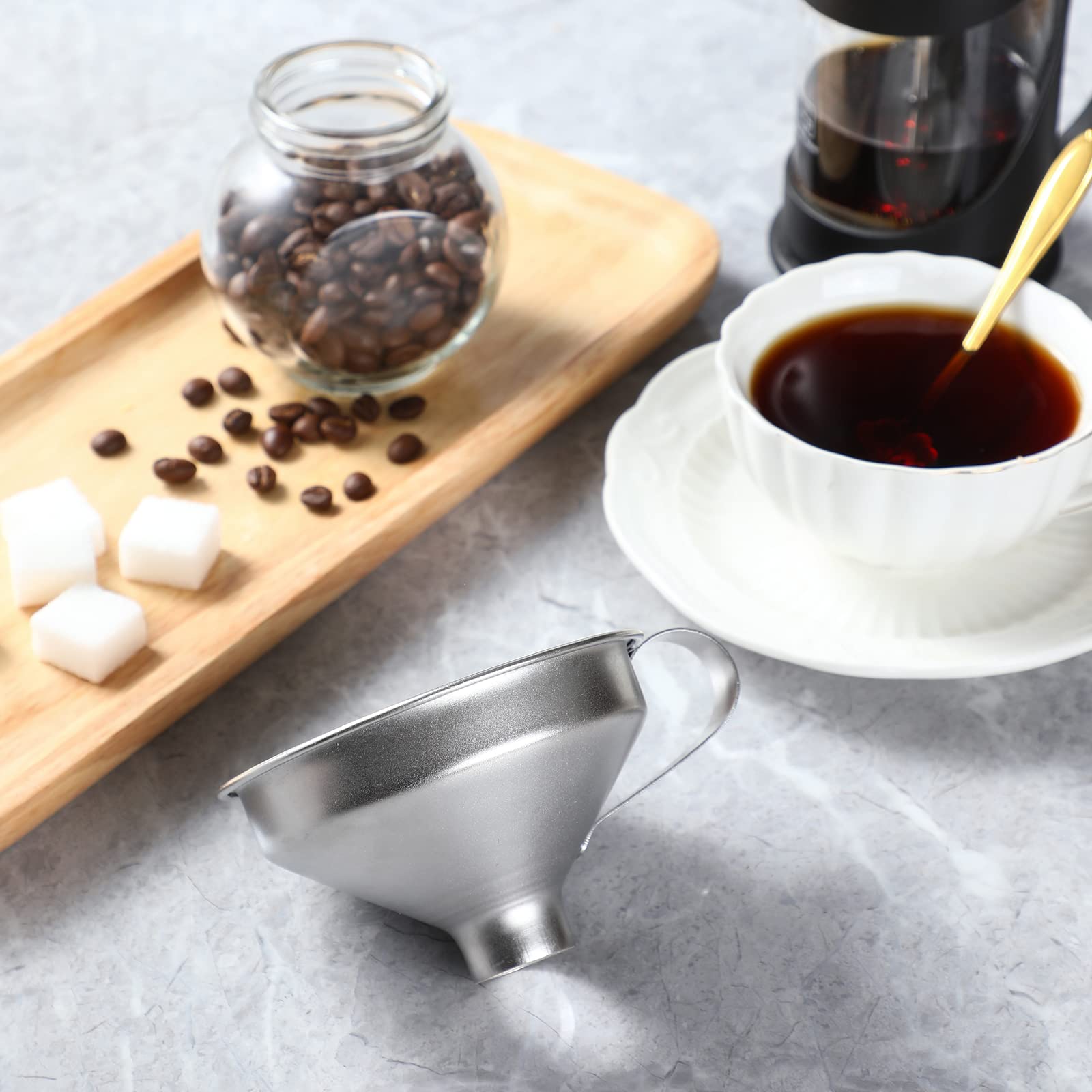 Premium Aozita 18/8 Stainless Steel Spice Funnel with Ergonomic Handle - Professional Kitchen Tool for Transferring Spices to Jars | Ideal for Home Cooking, Baking & Pantry Organization