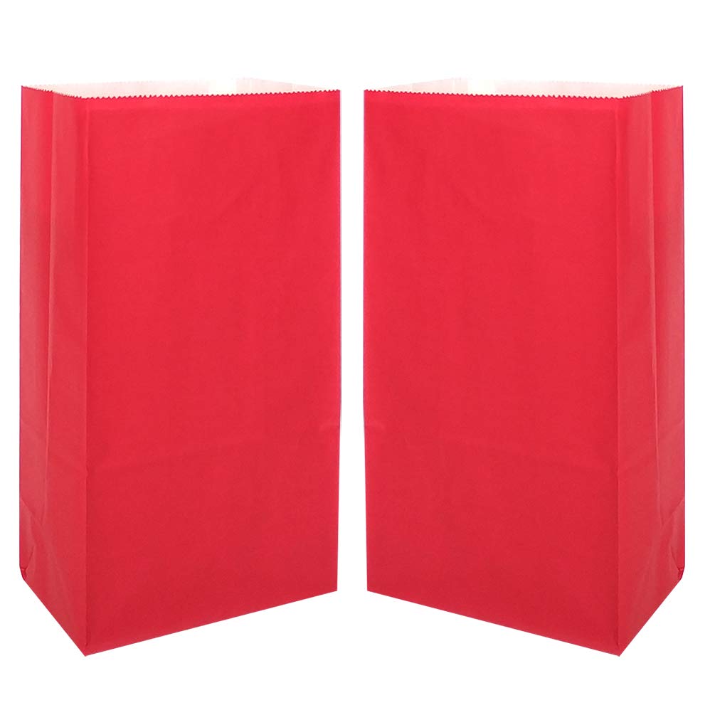 KEYYOOMY 24-Pack Small Red Paper Bags for Parties - 4.7x2.4x8.7 Inch Party Favor Bags, Goodie Bags & Lunch Bags - Perfect for Birthday Favors, Wedding Treats & Holiday Gift Packaging