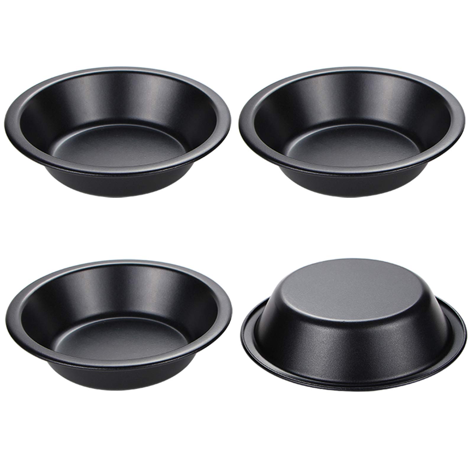 Webake 5 Inch Mini Pie Pans - 4 Pack Nonstick Round Baking Tins for Pies, Bread & Meat - Oven & Instant Pot Safe Bakeware (Black) - Perfect for Holiday Baking, Potlucks & Meal Prep