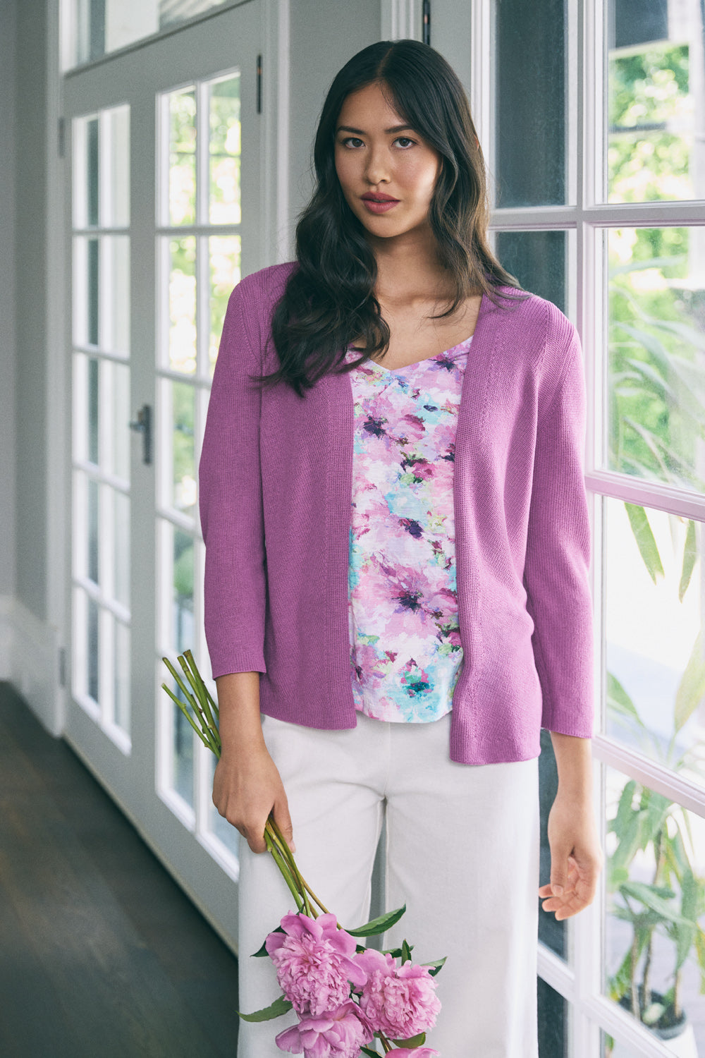 First Bloom Knitted 3/4 Sleeve Cardigan Sweater for Women - Cozy Lightweight Open Front Wrap for Spring & Fall | Perfect for Office, Date Night & Casual Outings