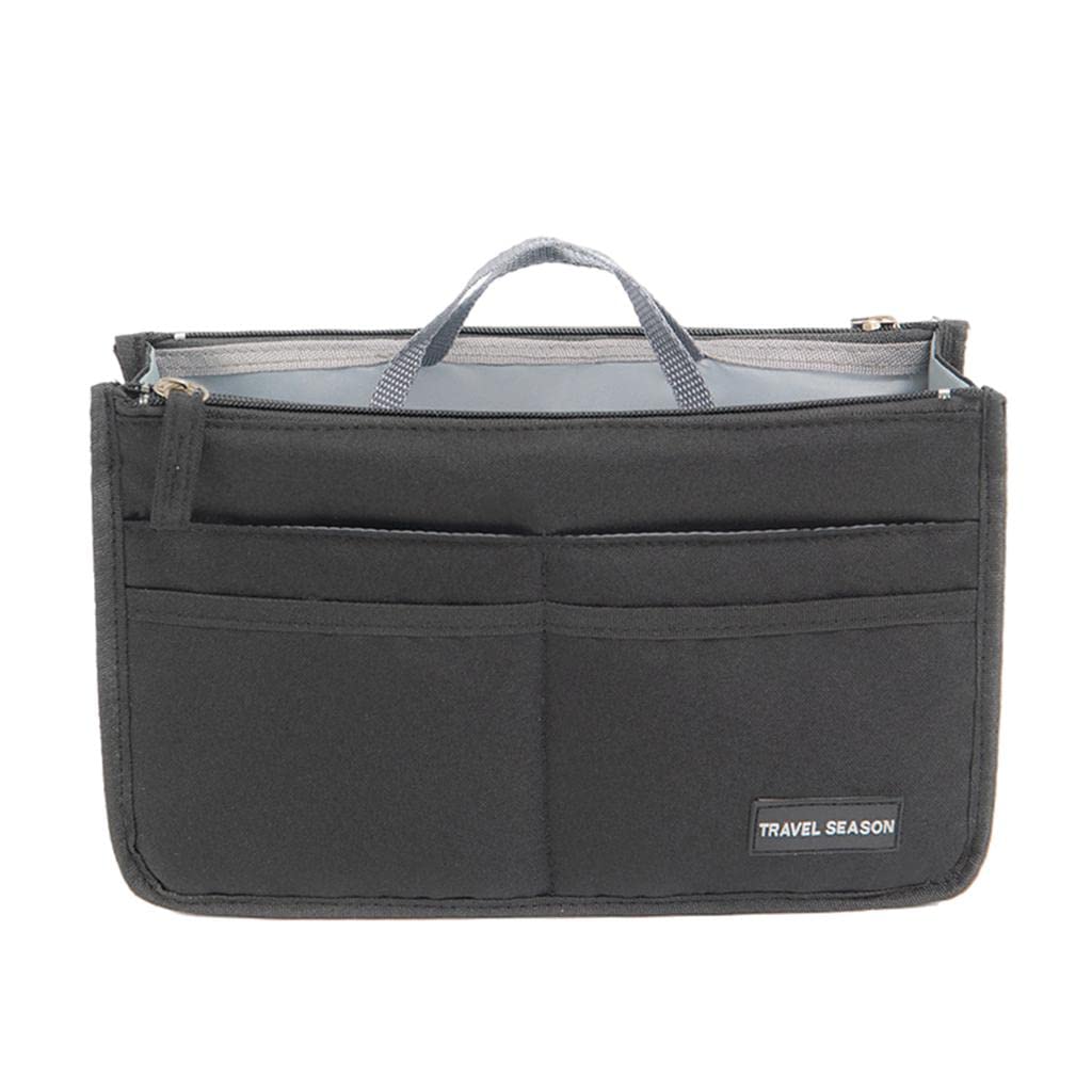 LOSA Black Cosmetic Bag for Women - Waterproof Makeup Pouch & Travel Toiletry Organizer - Perfect for Travel, Gym, and Daily Essentials Storage