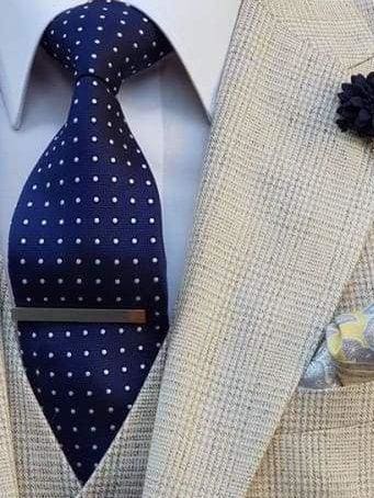 LA Smith Classic Navy White Polka Dot Silk Tie for Men | Formal Necktie for Business, Weddings & Special Occasions