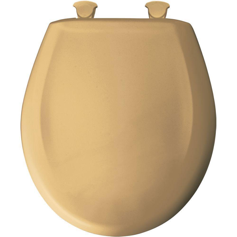Bemis Round Closed Front Toilet Seat in Chamois - Durable & Comfortable Toilet Seat Cover for Bathroom - Perfect for Home, Office, and Commercial Use