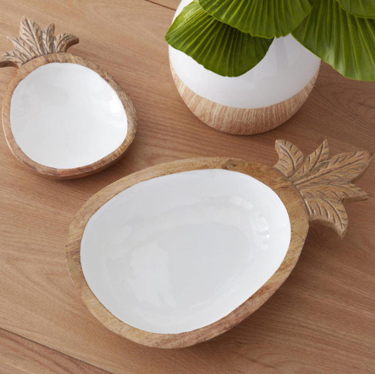 Handmade Carved Pineapple Bowl - Natural Wood Fruit Serving Bowl for Salads, Snacks & Party Decor - Perfect for Tropical Themed Events & Home Decor