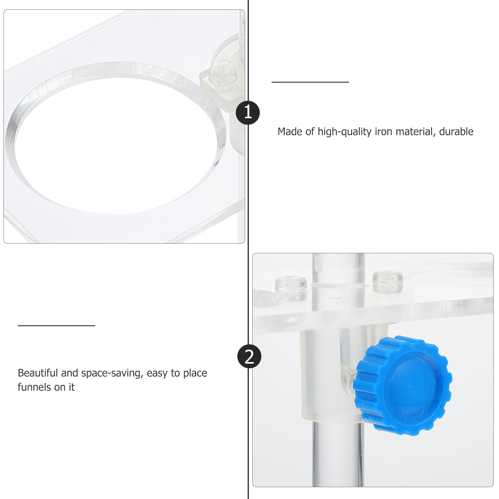 Balacoo 2-Hole Acrylic Funnel Stand - Durable Funnel Holder for Kitchen, Lab & School - Perfect for Baking, Science Experiments & DIY Projects
