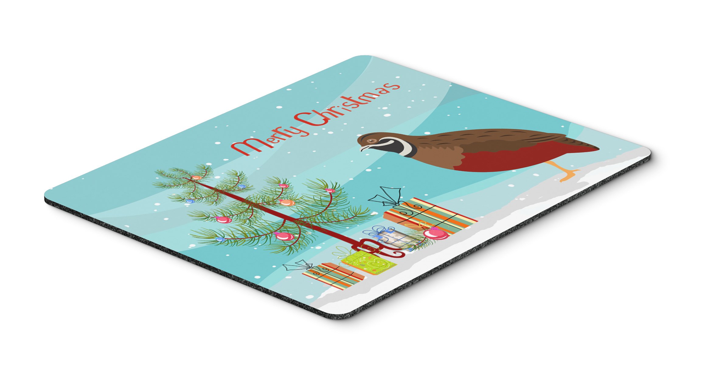 Chinese Painted King Quail Christmas Mouse Pad & Trivet - Teal Washable Large Mouse Mat for Home Office, Gaming, Computer & Laptop | Perfect for Holiday Decor & Workspace Organization