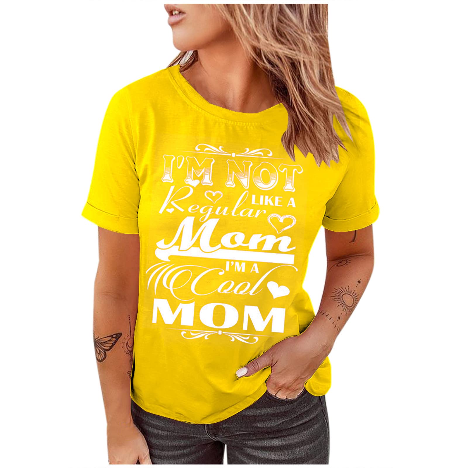 Funny Letter Print Short Sleeve T-Shirts for Women - Cute Summer Casual Loose Blouses & Tops | Perfect for Beach Outings, Weekend Wear and Summer Vacation