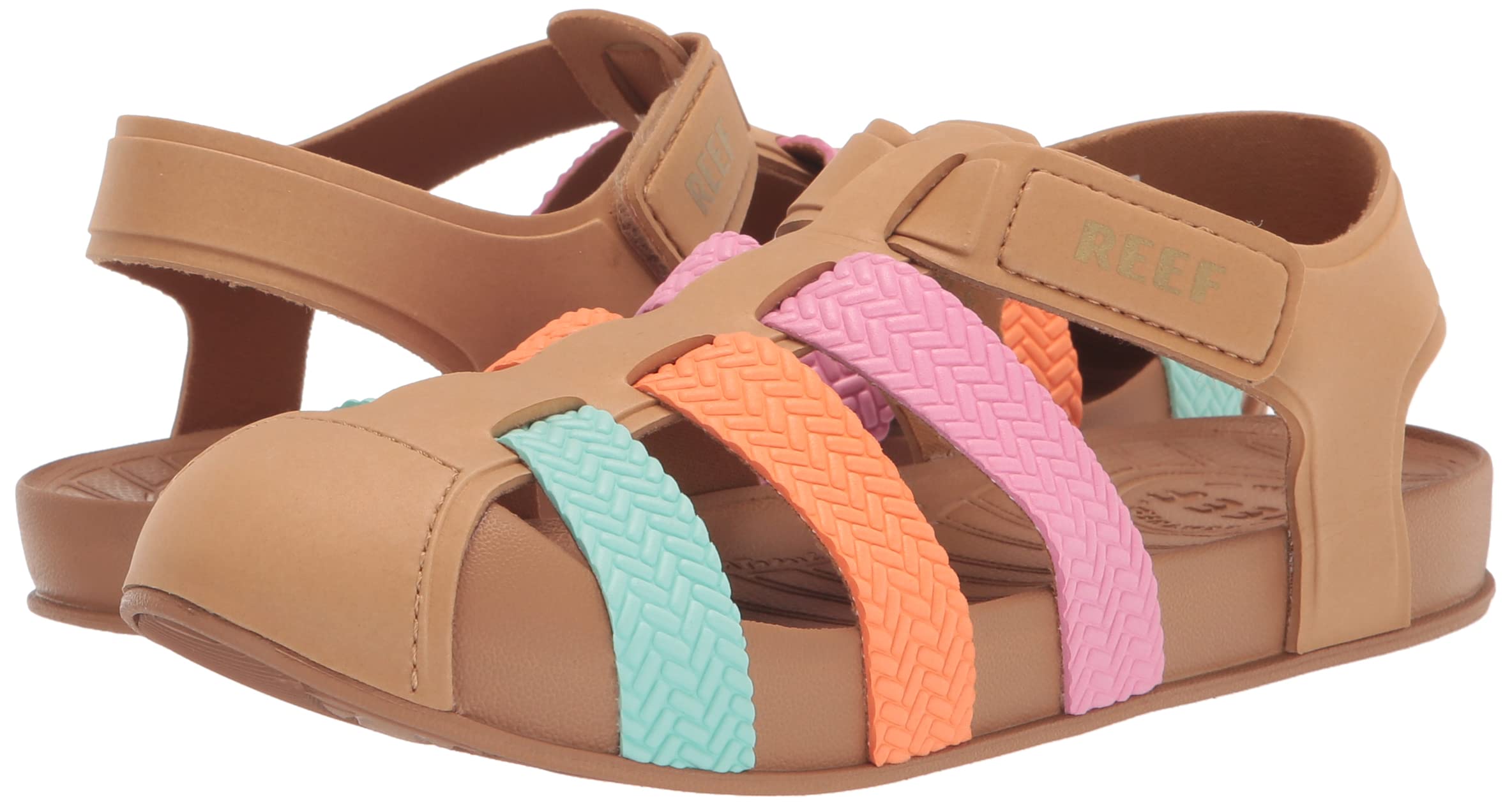 REEF Kids' Water-Friendly Beach Fisherman Sandal with Adjustable Velcro Strap & Closed Toe Design for Beach, Pool, and Outdoor Adventures