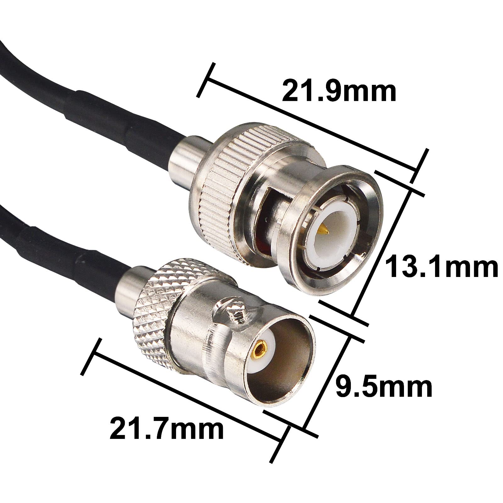 10ft BNC Male to Female Coaxial Extension Cable - 50 Ohm RG174 SDI CCTV Video Cable for Security Cameras, DVR Systems & HD Video Transmission - Perfect for Home Surveillance, Studio Equipment & Broadcast Setups