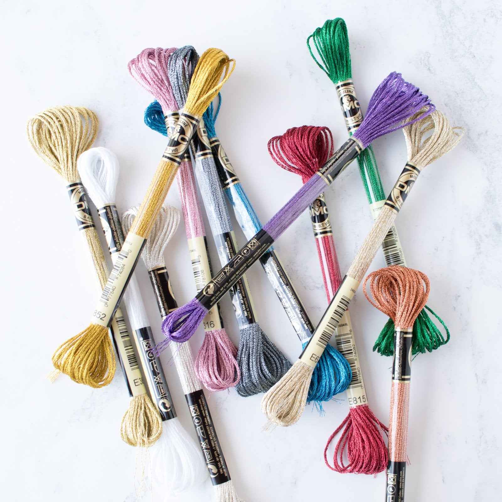 DMC Light Effects Metallic Embroidery Floss - Premium Shiny Thread for Cross Stitch, Needlepoint & Hand Embroidery - Perfect for DIY Crafts, Holiday Decorations & Gift Making