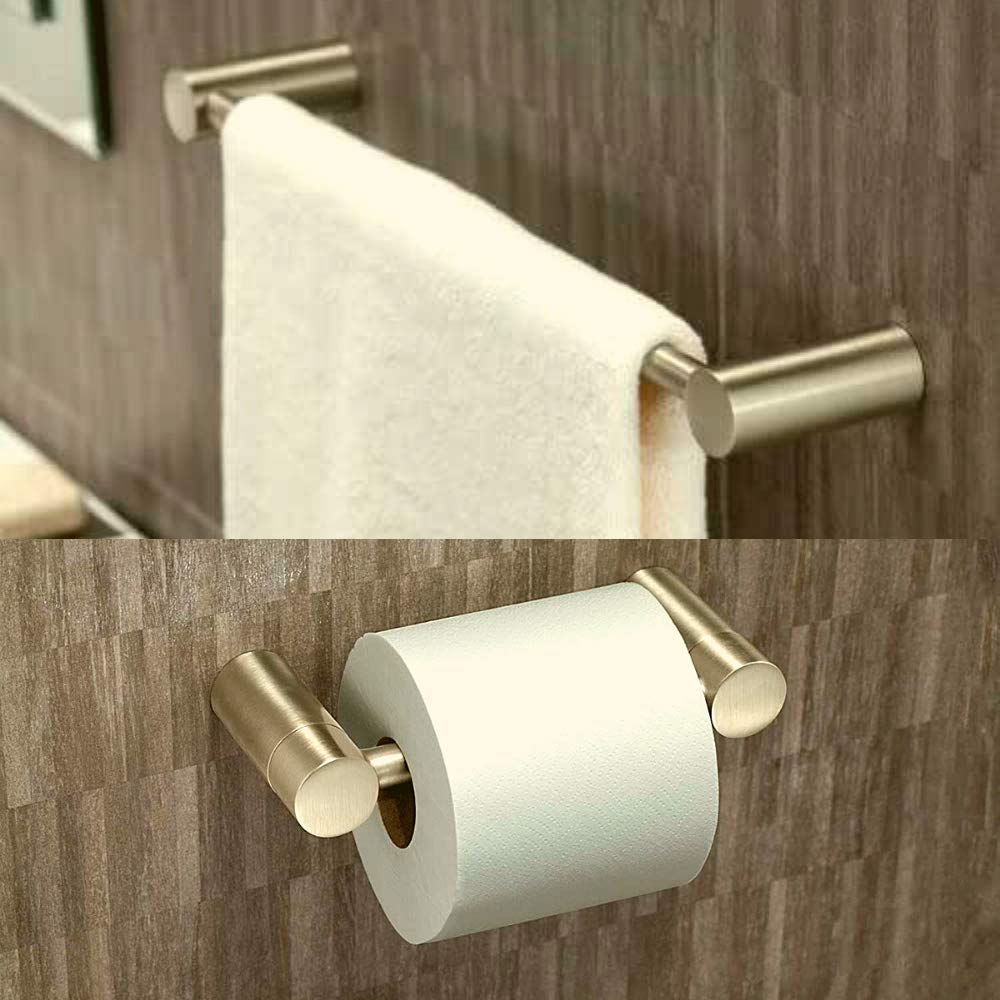 Premium 4-Piece Bathroom Hardware Set - Brushed Nickel Wood Grip Collection with 24
