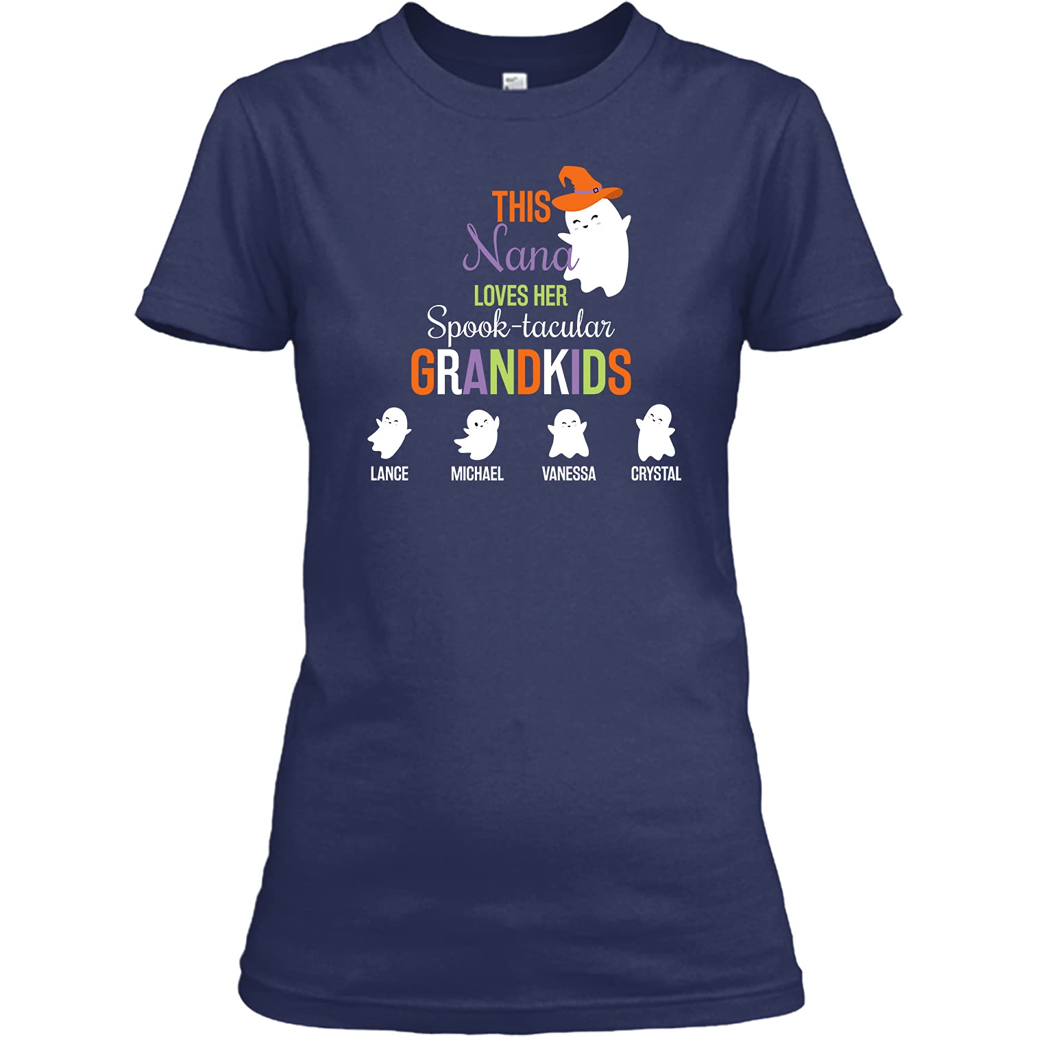 Halloween Shirts for Women & Men - Funny Cute Pumpkin Witch Design with Custom Name | Personalized Halloween Costume Tees for Grandma, Teacher & Party Costumes | Perfect for Halloween Parties, Trick or Treat & Spooky Season Outfits