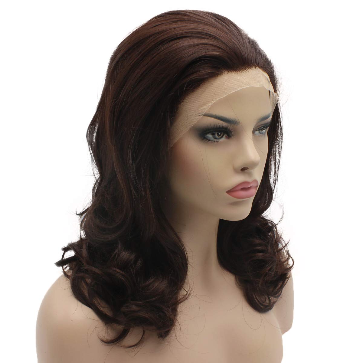 Lace Front Synthetic Medium Length Auburn Wig - Half Hand Tied Heat Resistant Realistic Hairpiece for Women | Perfect for Cosplay, Daily Wear & Special Occasions