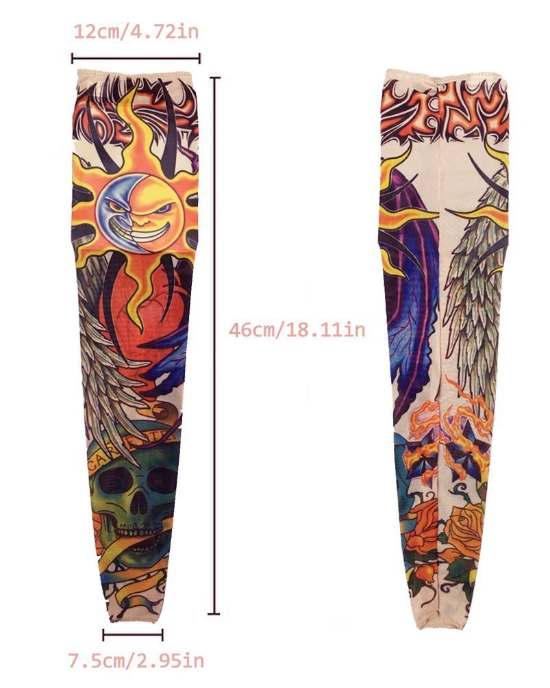 Waterproof Fake Temporary Tattoo Sleeves - Full Arm Sun Protection UV Body Art Stockings for Costume Parties, Cosplay & Summer Outdoor Activities