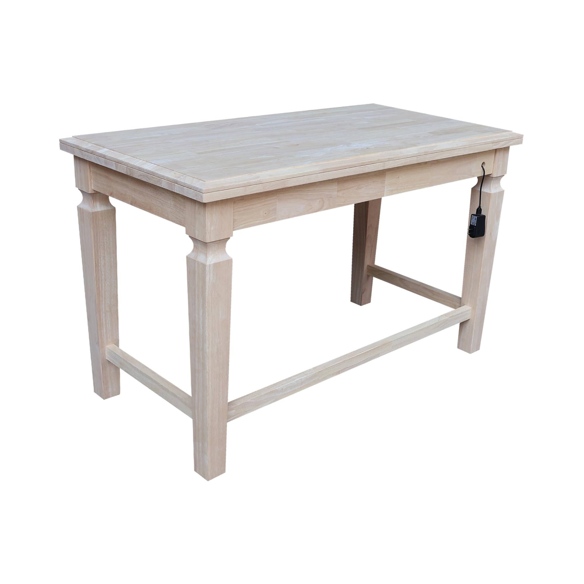 IC International Concepts Solid Wood Vista 2 Drawers Unfinished Writing Desk - Home Office Furniture for Study, Work & Crafting