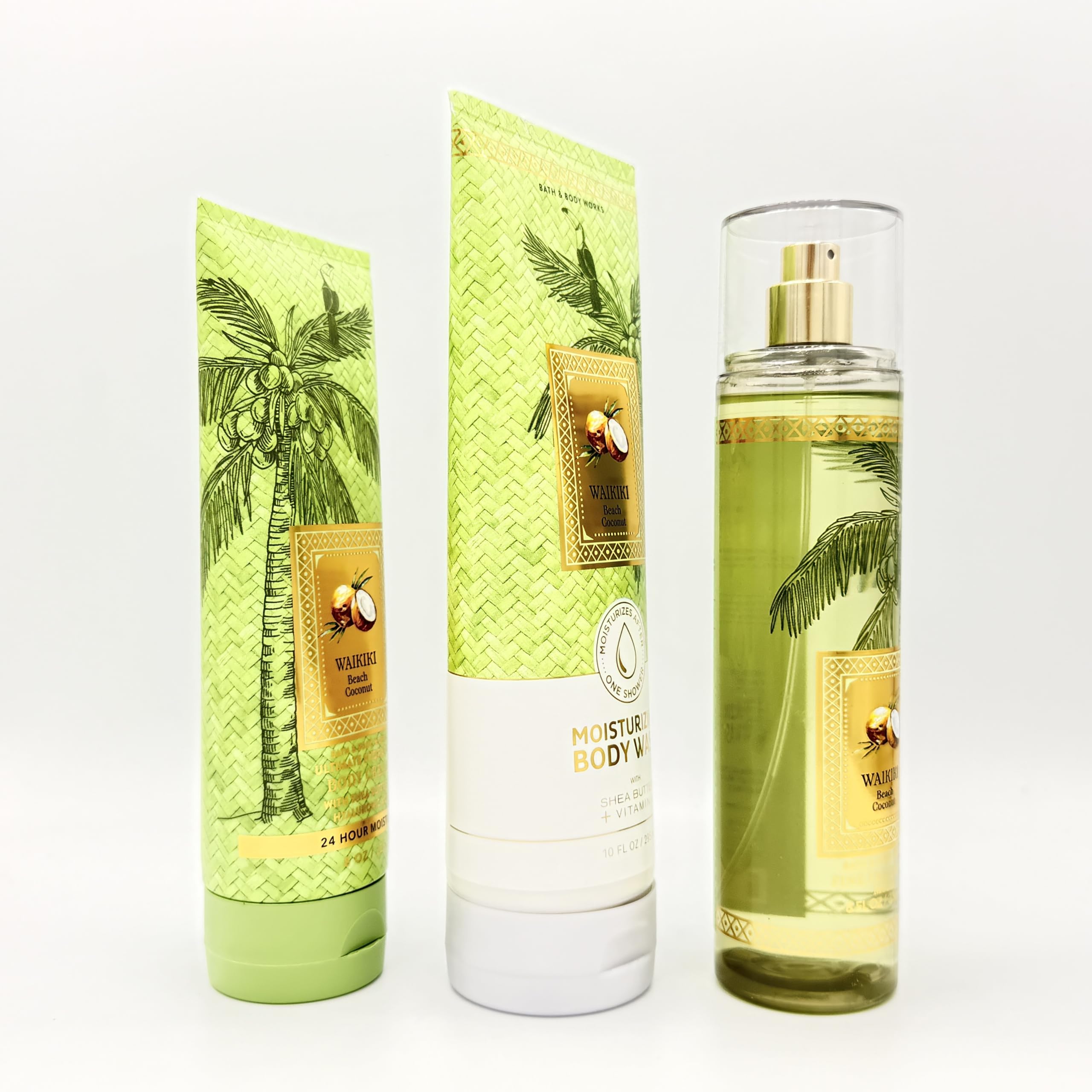 Wai-kiki Beach Coconut 3-Piece Bath Set | Hydrating Body Lotion, Moisturizing Shower Gel & Refreshing Body Mist for Dry Skin - Perfect for Spa Day, Gift Sets & Tropical Vacation Self Care
