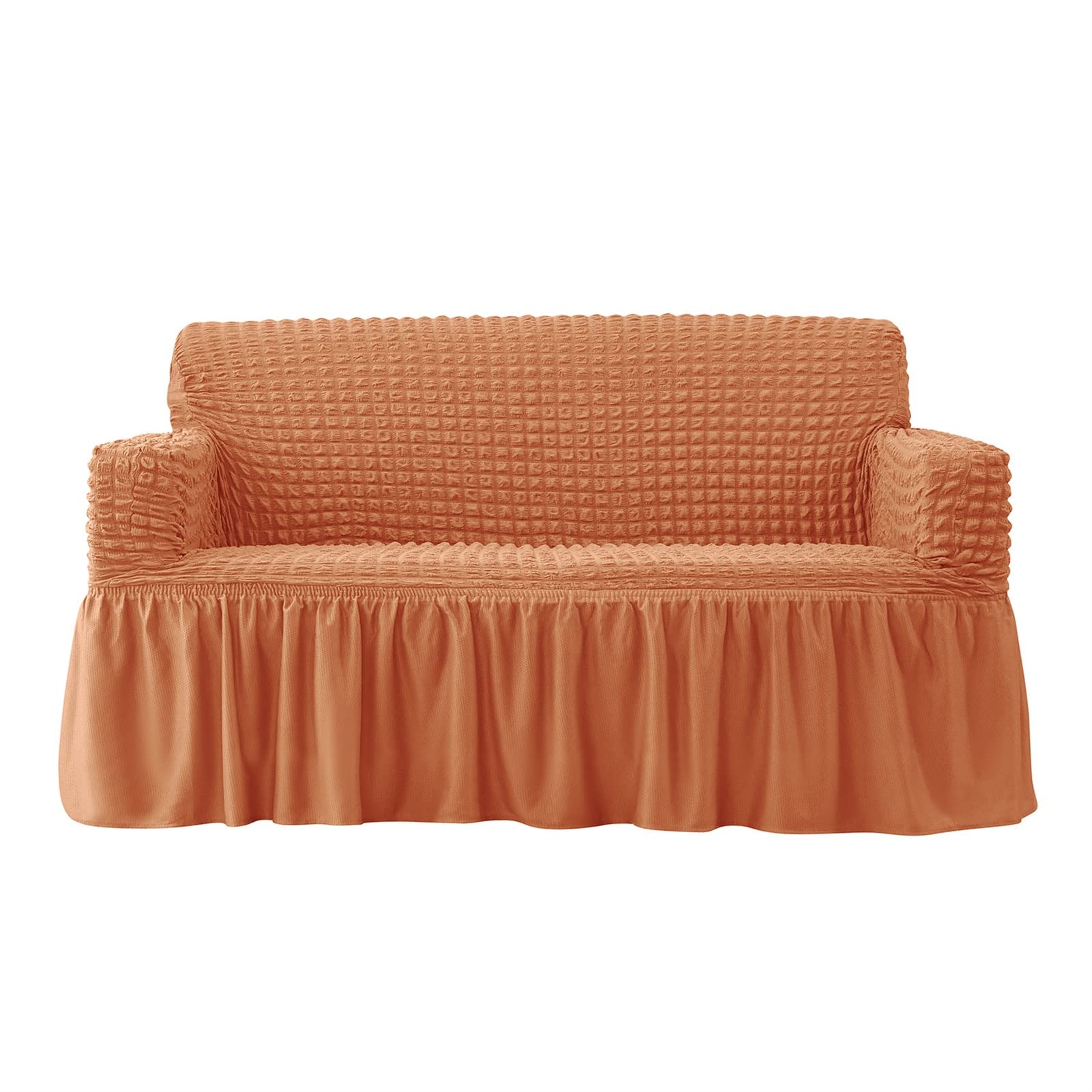 ERFHJ Seersucker Sofa Cover for 1/2/3/4 Seater Couch - Bubble Lattice Stretch Slipcover with Skirt, Washable Furniture Protector (Size #18-XL) - Perfect for Living Room, Bedroom & Home Decor