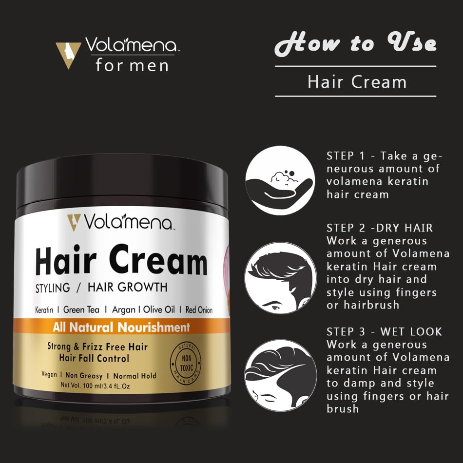 Volamena Onion & Argan Oil Hair Growth Cream - Anti Hair Fall Treatment for Men & Women - 120ml Nourishing Formula to Strengthen, Revitalize & Restore Shine - Perfect for Damaged, Dry & Frizzy Hair Care Routine