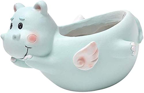 Resin Cartoon Succulent Planter - Cute Hippo-Shaped Flower Pot for Plants, Home & Office Desktop Decoration | Perfect for Small Succulents, Cacti, and Air Plants in Living Room, Bedroom, or Workspace