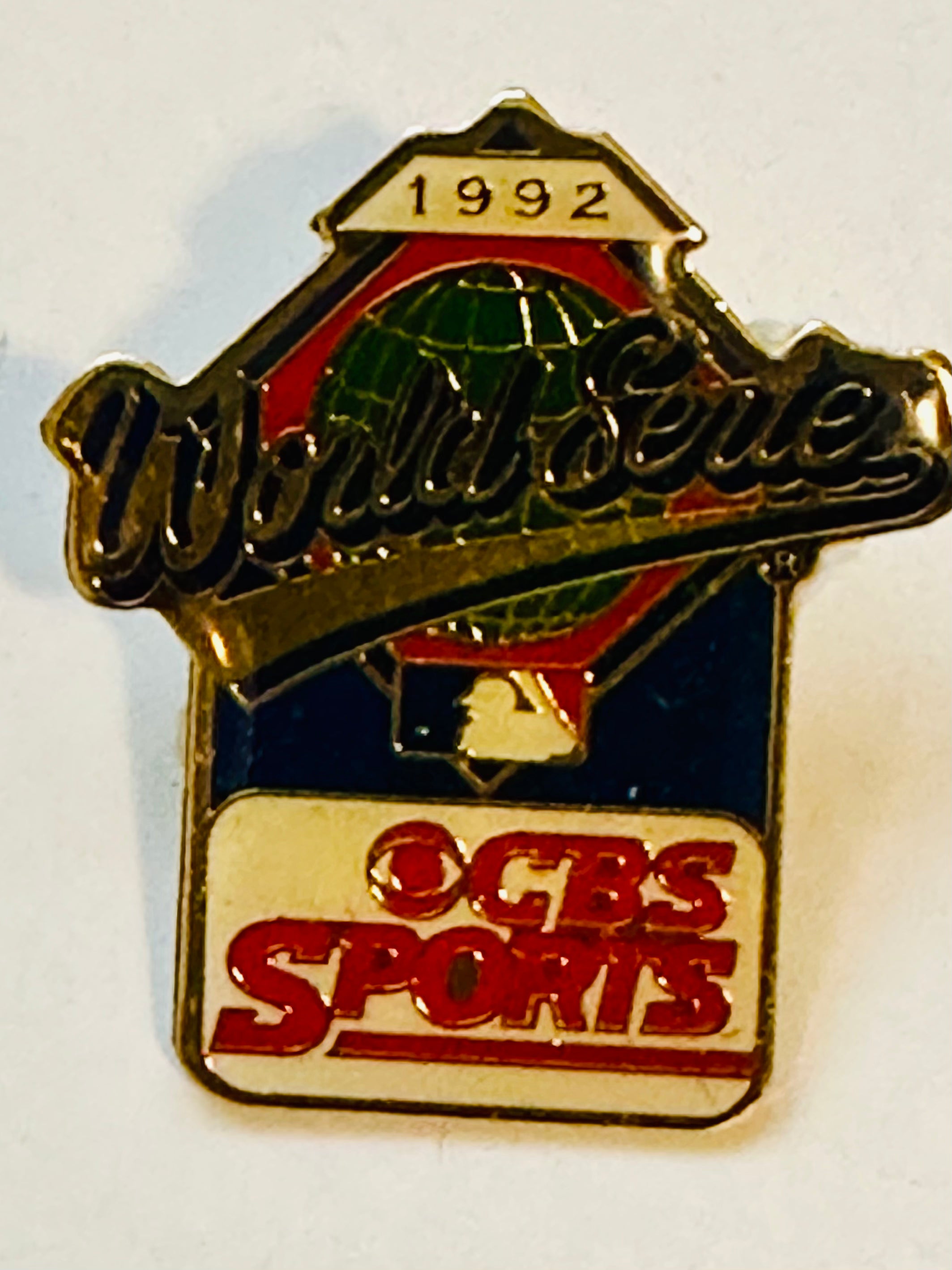 1992 Blue Jays World Series Championship CBS Sports Press Pin - Vintage Baseball Collectible for Fans & Memorabilia Enthusiasts