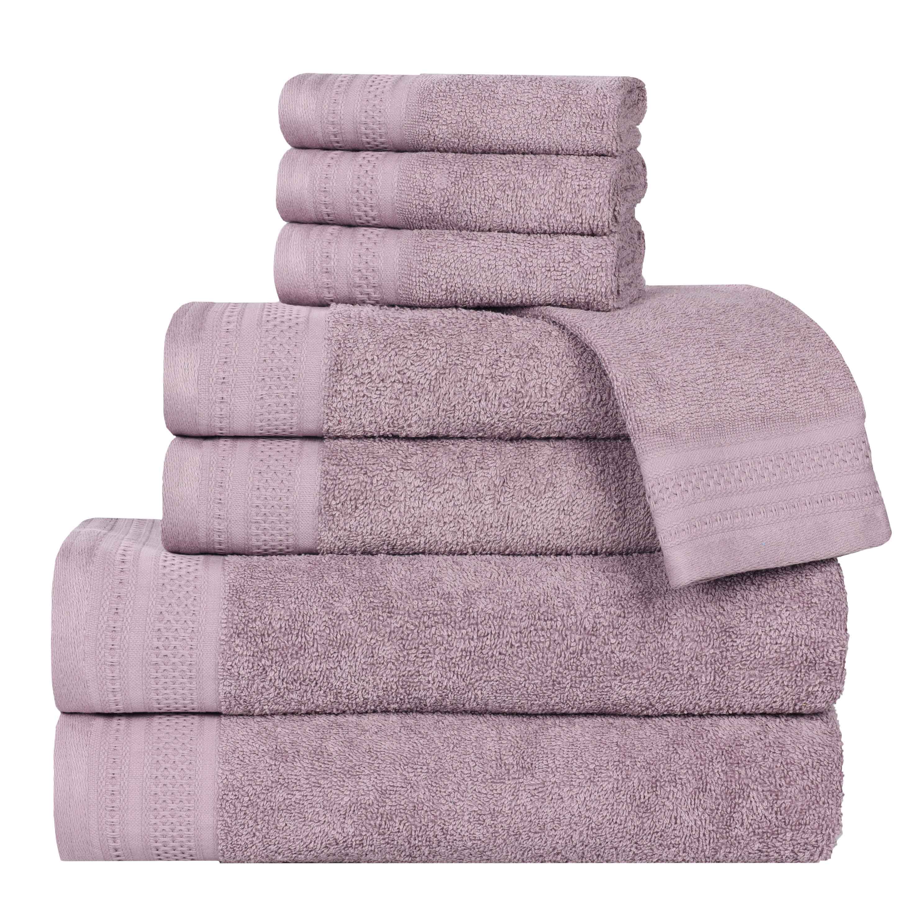 Premium Honeycomb Textured Waffle Border 8-Piece Cotton Towel Set - Ultra Soft & Absorbent Bath Towels for Spa, Guest Bathroom & Luxury Home Decor
