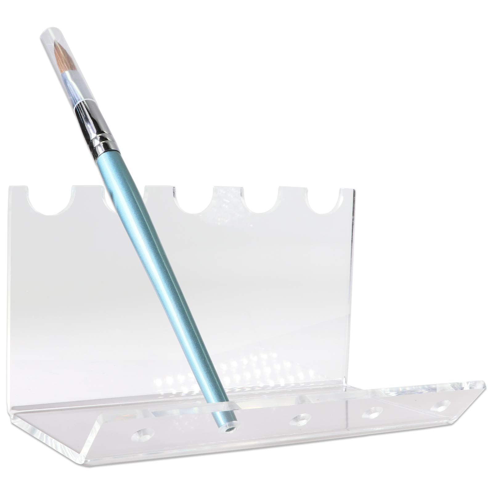 Beauticom 5-Slot Clear Acrylic Makeup Brush Holder - Vertical Stand for Cosmetic Brushes, Powder Brushes, Nail Art Tools, Pens & Markers (20-Piece Set) - Perfect for Salon, Vanity & Bathroom Organization