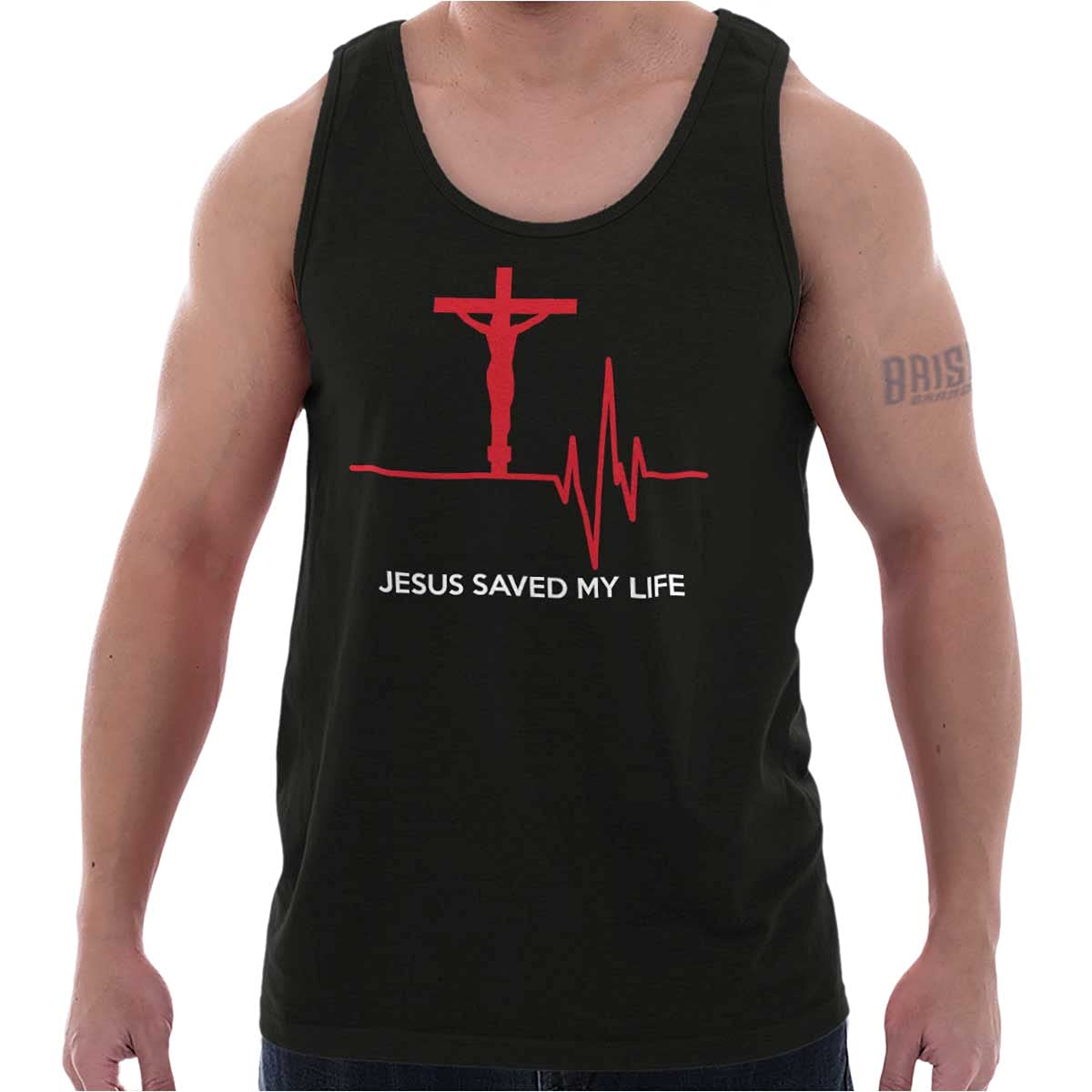 Christian Strong Jesus Saved My Life Crucifix Tank Top for Men & Women - Faith Inspired Casual Wear for Church, Bible Study & Everyday Inspiration