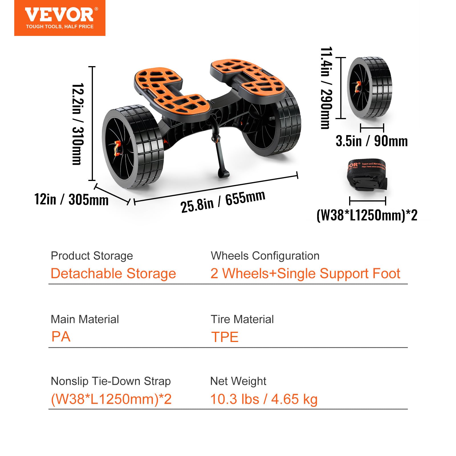 VEVOR Foldable Kayak Cart with 10