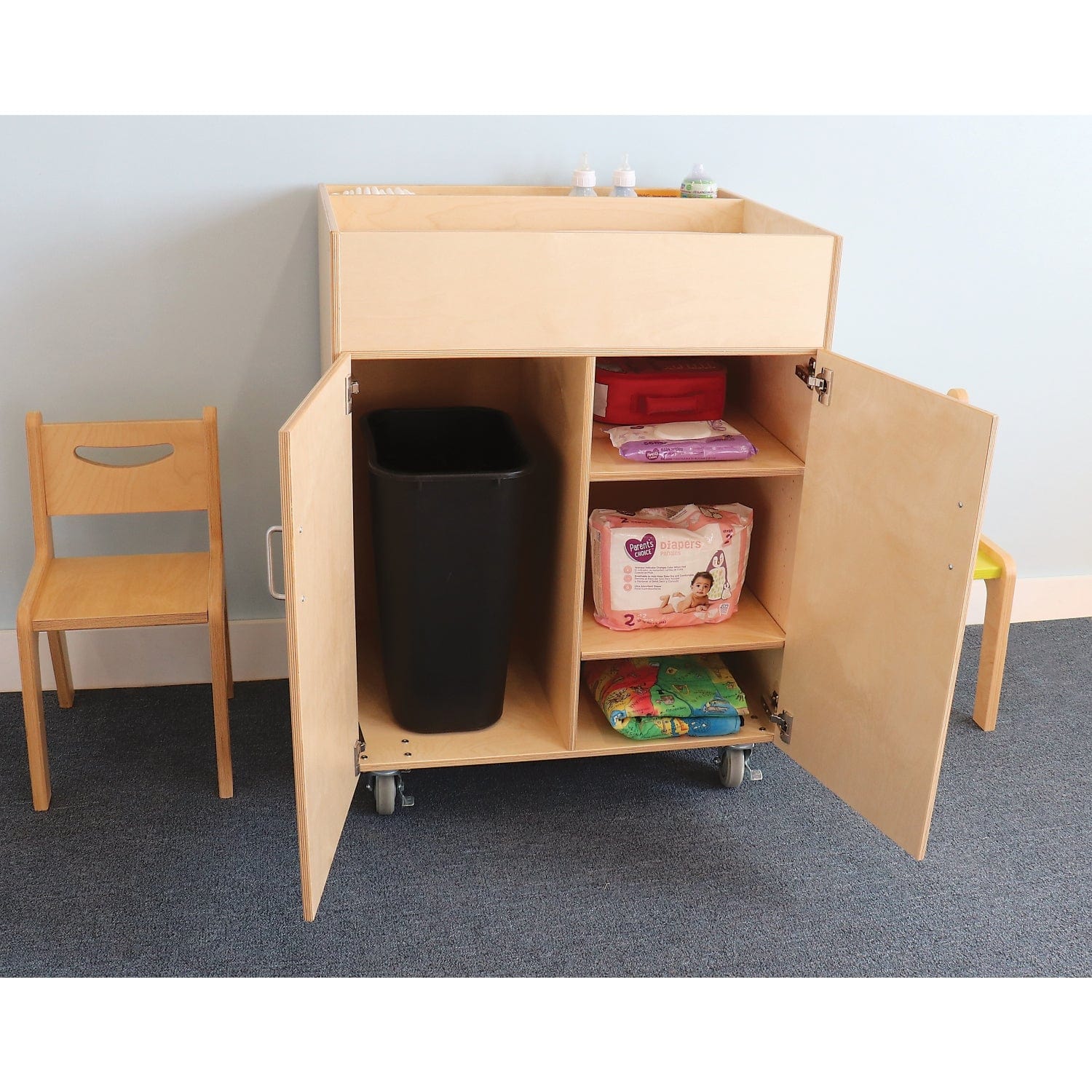Whitney Brothers Easy Access Changing Cabinet - Durable & Adjustable Baby Changing Station for Daycare, Nursery & Home Use