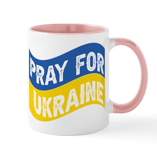White/Pink Inside - Pray For Ukraine Mugs