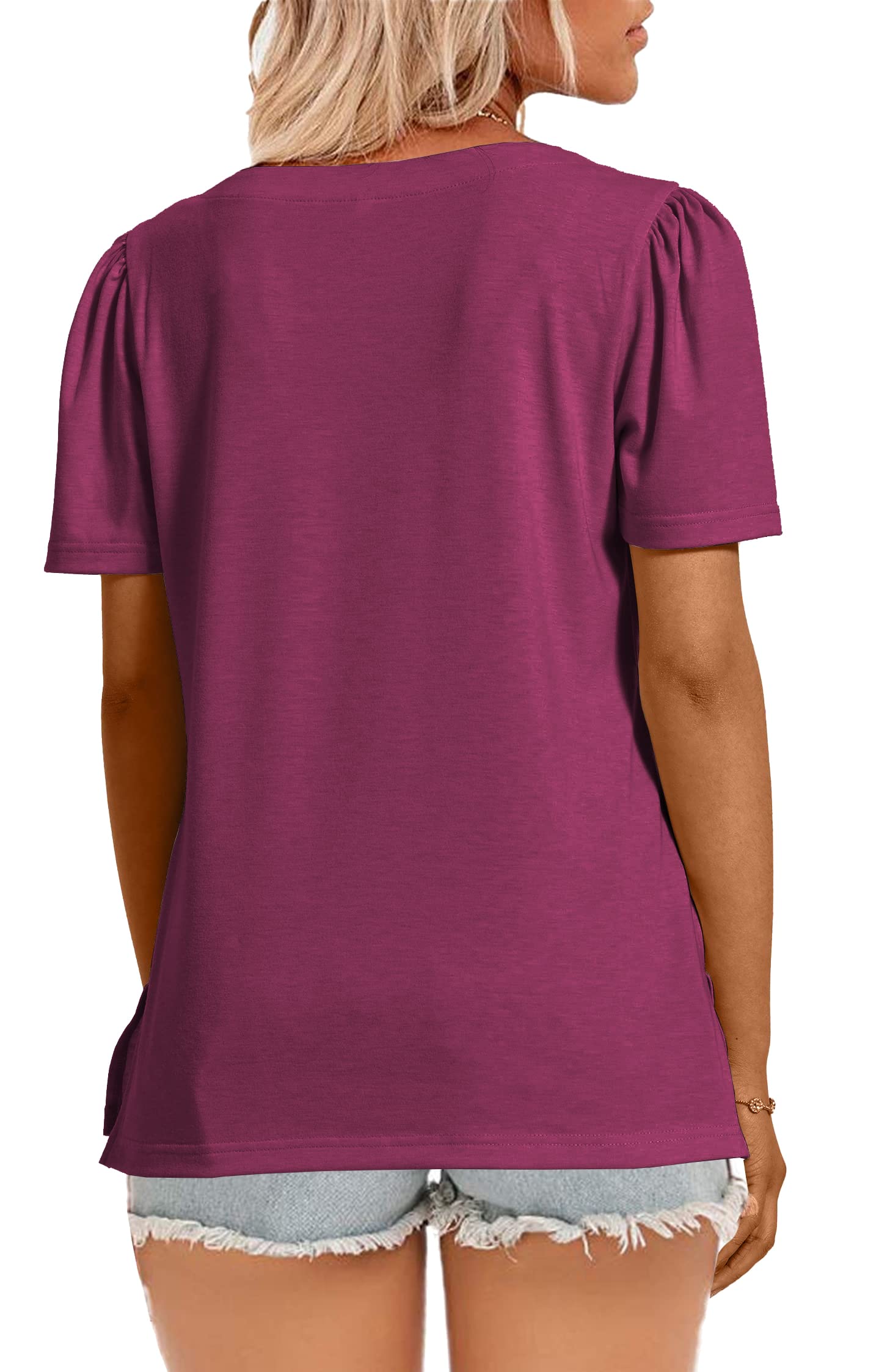 JomeDesign Women's Summer Tops - Short Sleeve Crew Neck Casual T-Shirts with Puff Sleeves | Perfect for Beach, Vacation & Everyday Wear