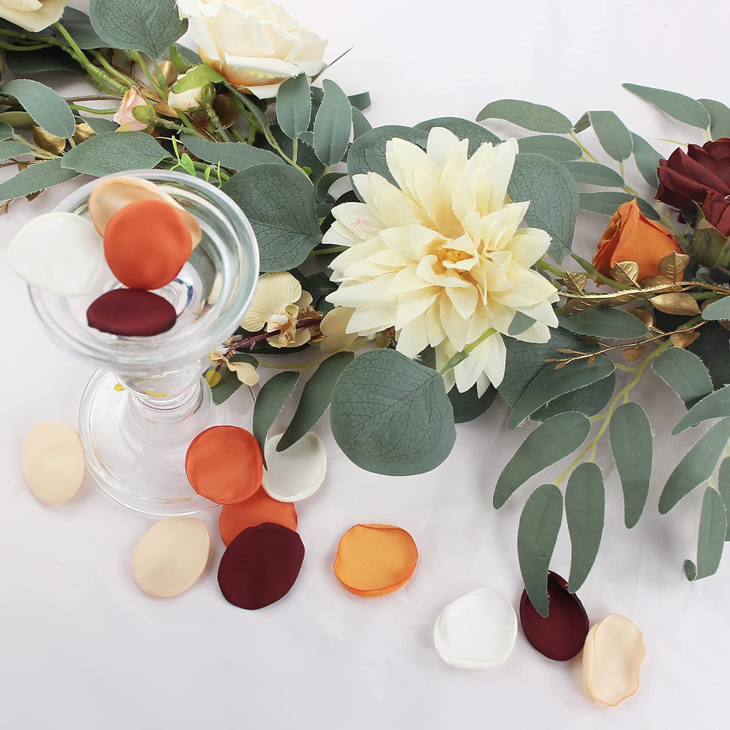 400pcs Burnt Orange Silk Rose Petals - Fall Wedding Decor, Artificial Flower Petals for Wedding Aisle, Flower Girl, Cake Decoration & Autumn Party Scatter