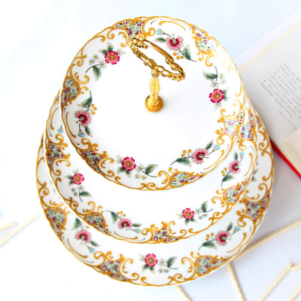 3-Tier Ceramic Cupcake Stand for Desserts - Elegant European Style Cake Display for Birthdays, Weddings & Parties - Perfect for Home Decor & Serving Platters - Ideal for Buffets, Tea Parties & Special Events