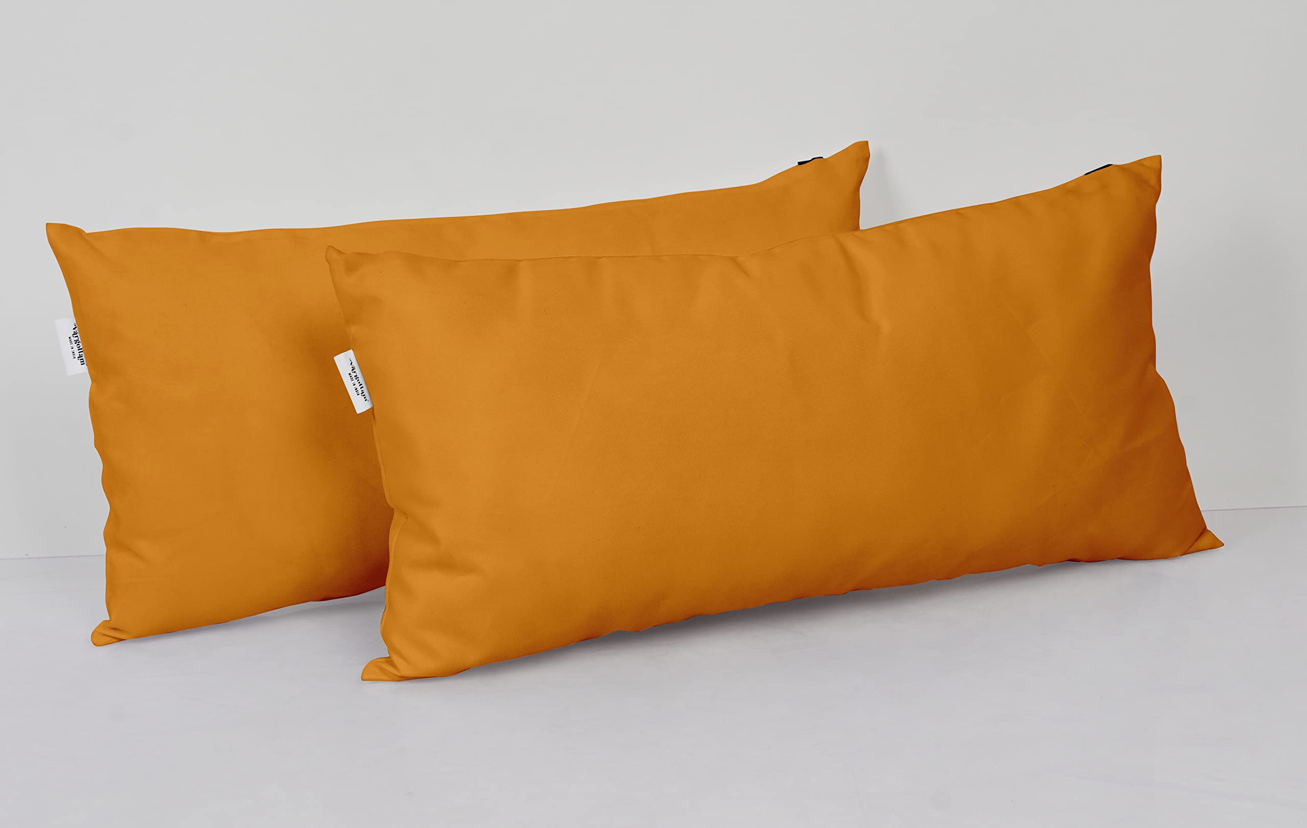 Waterproof Indoor Outdoor Decorative Lumbar Pillow Set of 2 - All-Weather Polyester Fabric Throw Pillows with Insert for Patio Furniture (Mustard Yellow) | Perfect for Sofa, Garden, Deck & Poolside Relaxation