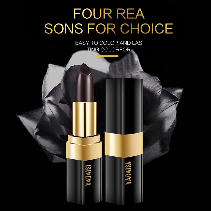 Natural Rose Extract Black Lipstick - Long Lasting Matte Finish for Gothic, Halloween & Night Out Makeup