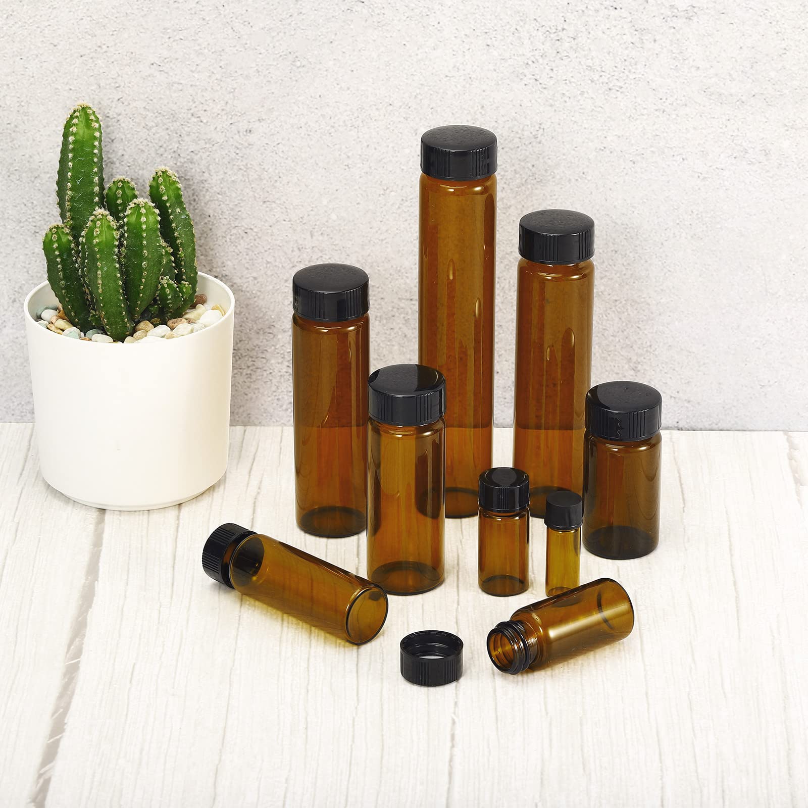 15mL Reagent Media Bottles - 10 Pack Round Glass Storage Bottles with Plastic Screw Caps for Lab & Home Use | Ideal for Chemical Solutions, Essential Oils & DIY Projects