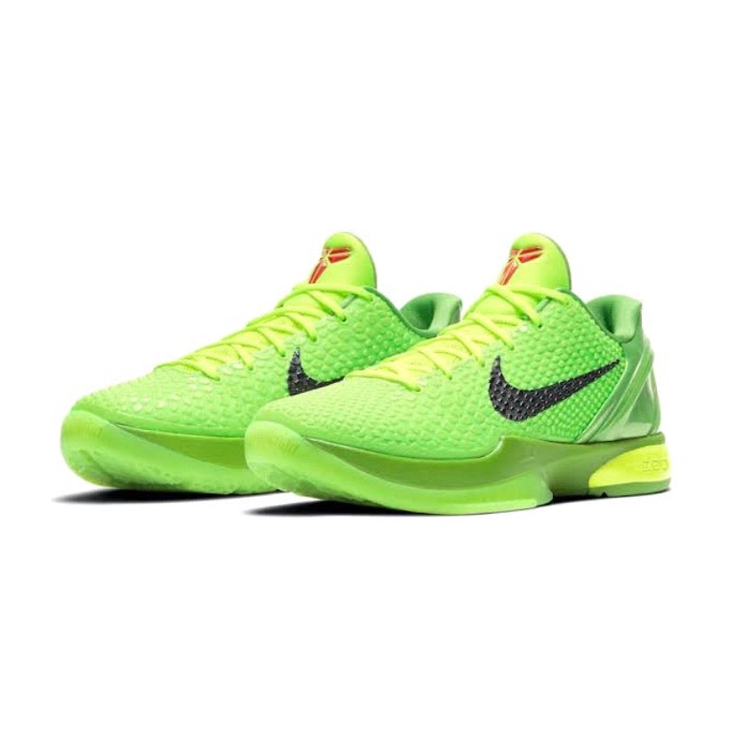 Kobe 6 Protro Grinch Basketball Shoes - Apple Green, Black, Volt & Crimson Colorway | High-Performance Court Shoes for NBA Fans & Streetwear Enthusiasts | Perfect for Basketball Games, Training & Sneaker Collection
