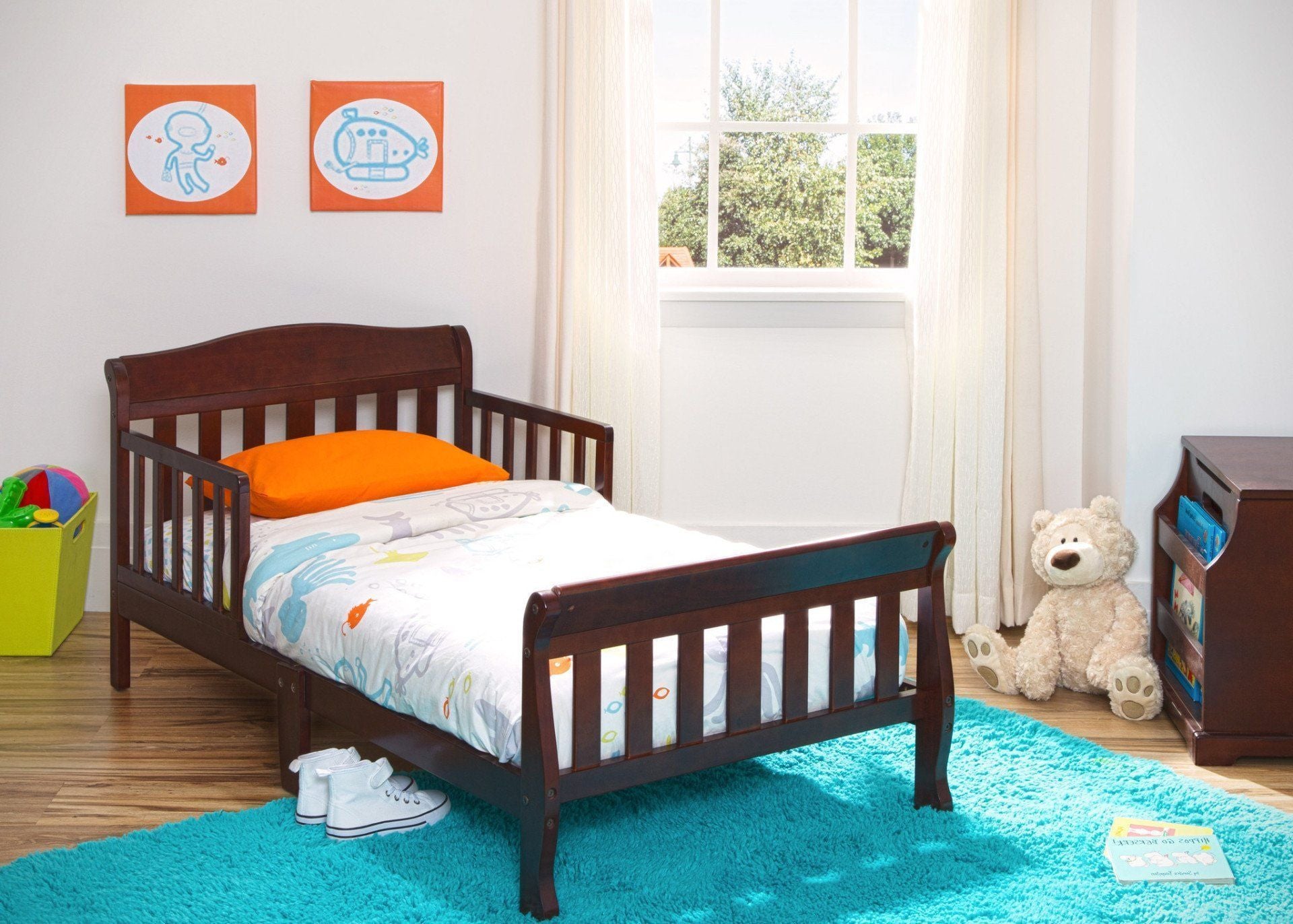 Canton Toddler Bed for Kids - Safe & Comfortable Wooden Toddler Bed with Guardrails | Perfect for Nursery, Daycare & Transitioning from Crib to Big Kid Bed