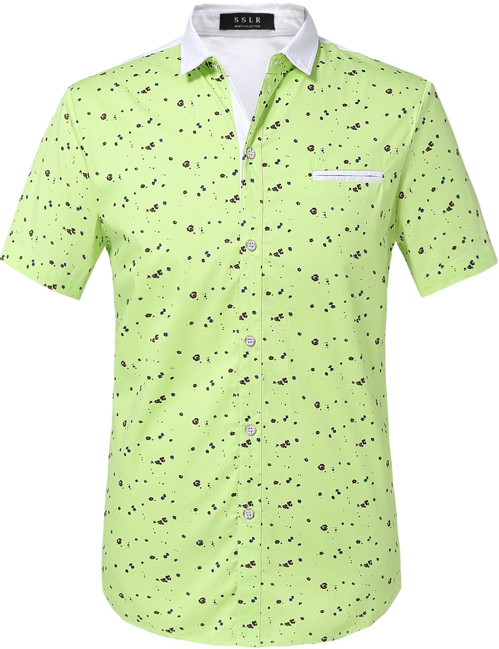 Men's Casual Stylish Cotton Short Sleeve Button-Up Shirt with Pocket - Summer Print Dress Shirts for Office, Party & Outdoor Wear