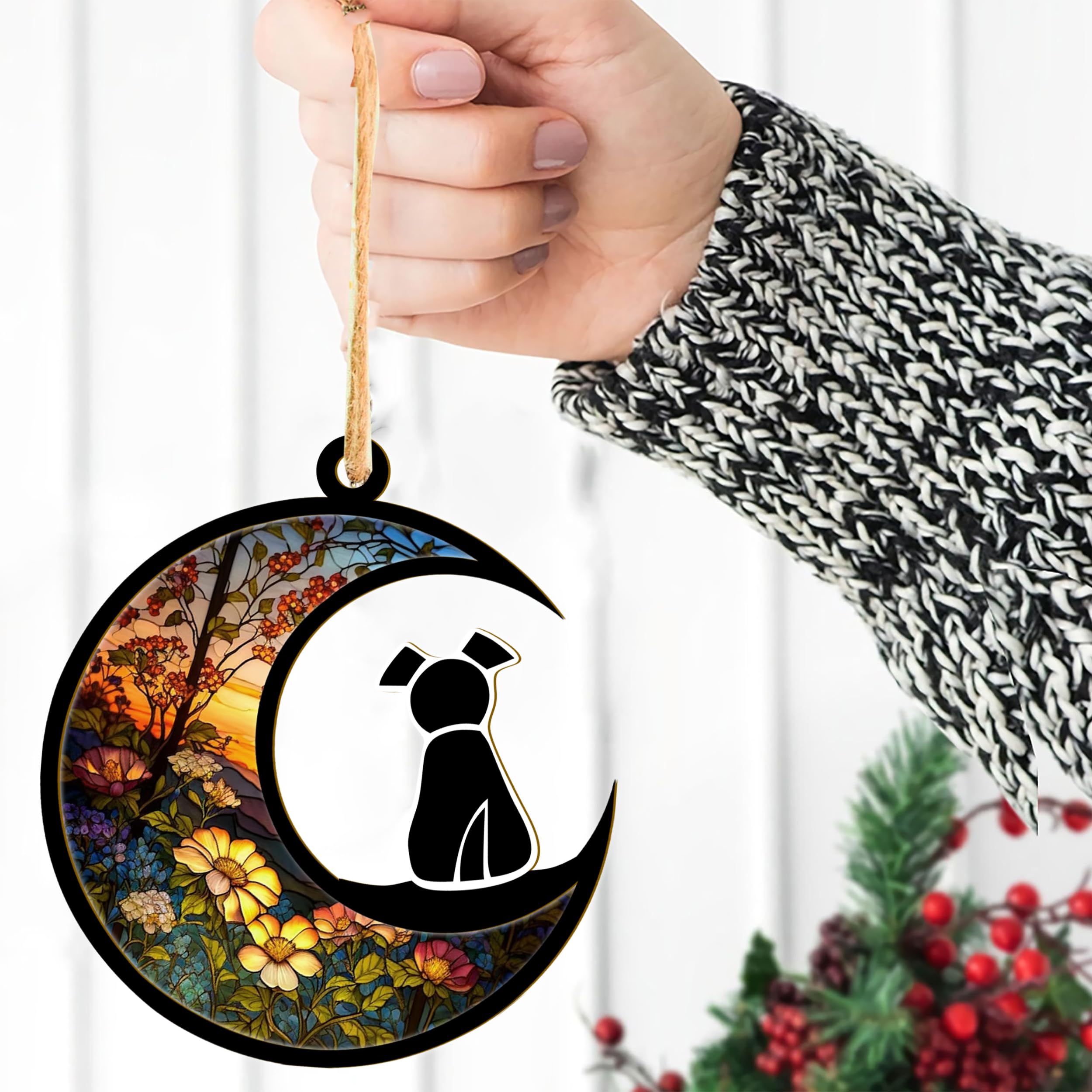 LOVELYPOD DIY Dog Memorial Suncatcher - Handmade Pet Loss Sympathy Gift for Dog Lovers, 4 Inch Black Dog Window Hanging Ornament - Perfect Remembrance Decor for Home, Garden & Memorial Displays