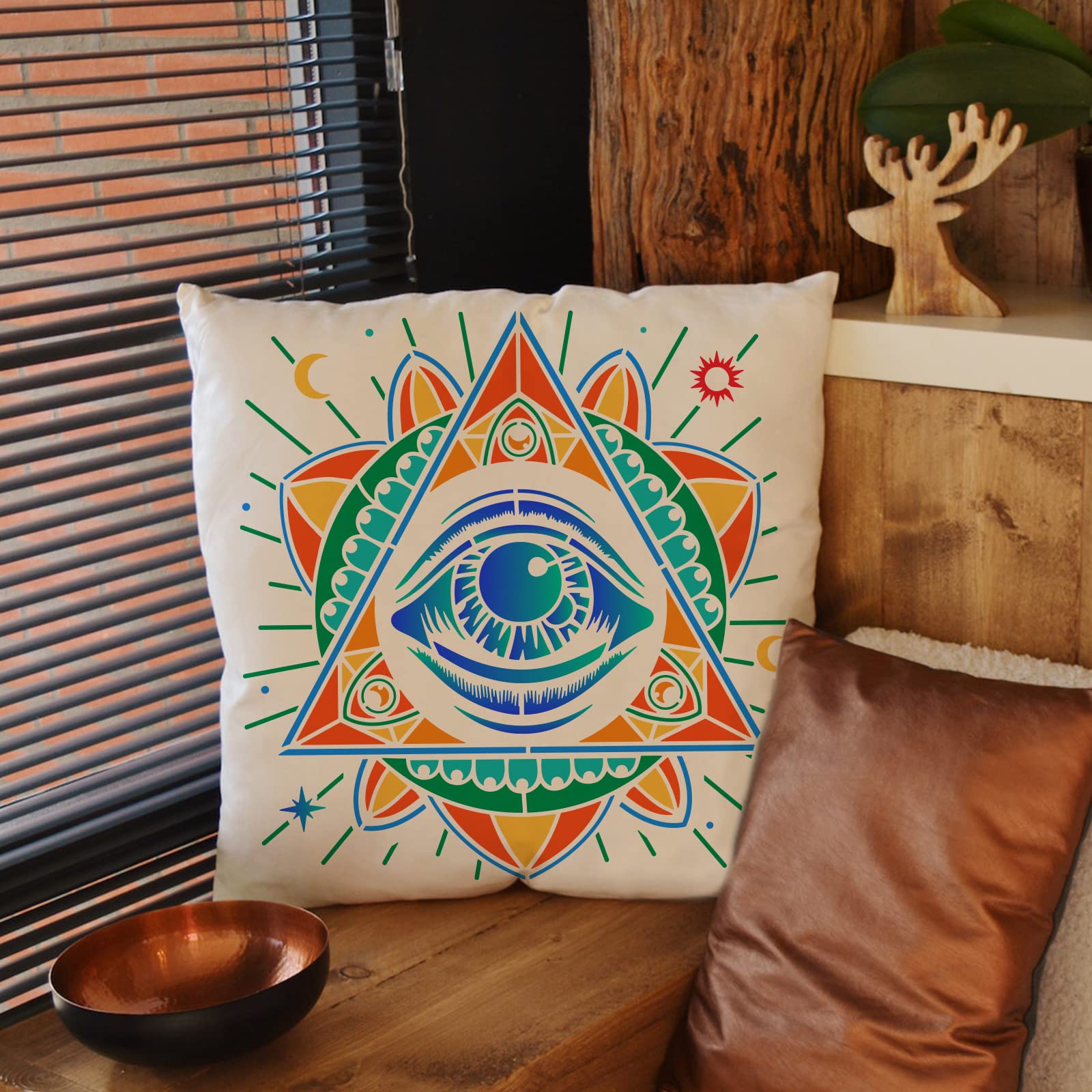 FINGERINSPIRE All Seeing Eye Painting Stencil 11.8x11.8 Inch - Pyramid Symbol, Eye of Providence Stencil for Wall Art, Wood Decor, Scrapbooking | Masonic, Spiritual & Esoteric Designs for DIY Projects & Home Decoration