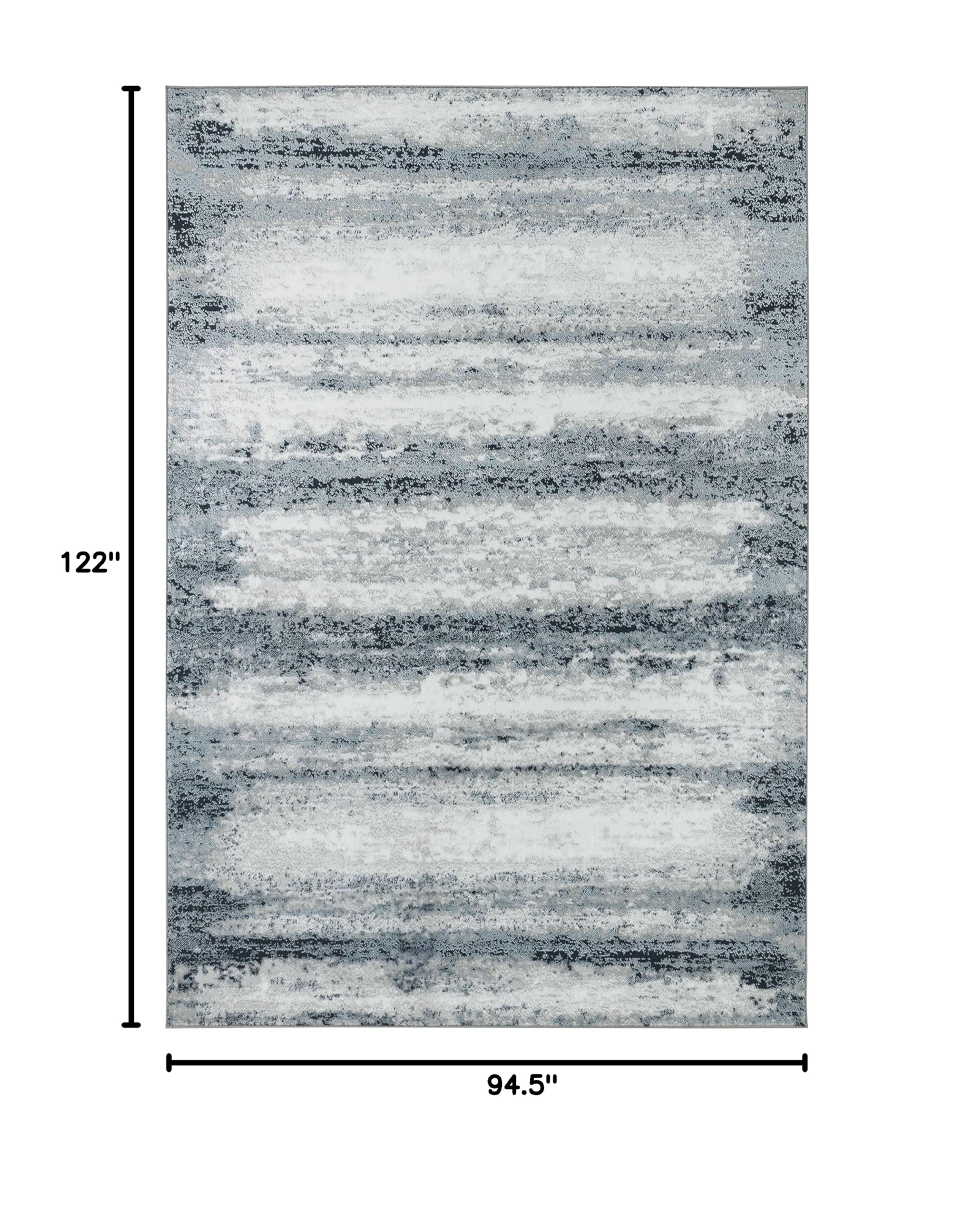 GLORY RUGS Modern Abstract Area Rug - Soft Faded Contemporary Design for Living Room, Dining Room, Bedroom, Home & Office - Perfect for Boho Chic Decor & Cozy Spaces (8x10, Grey Navy 9640GreyNavy)