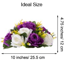 10 Pcs Artificial Flower Ball Bouquet - Wedding Centerpiece Rose Balls for Weddings, Birthday Party, Home Decor (Purple & White) - Perfect for Table Decorations, Bridal Showers & Event Styling