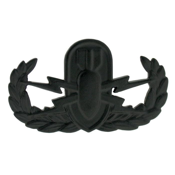 EOD Basic Black Pin-on Army Badge - Explosive Ordnance Disposal Military Insignia for Uniform & Tactical Gear | Perfect for Soldiers, Veterans & Collectors
