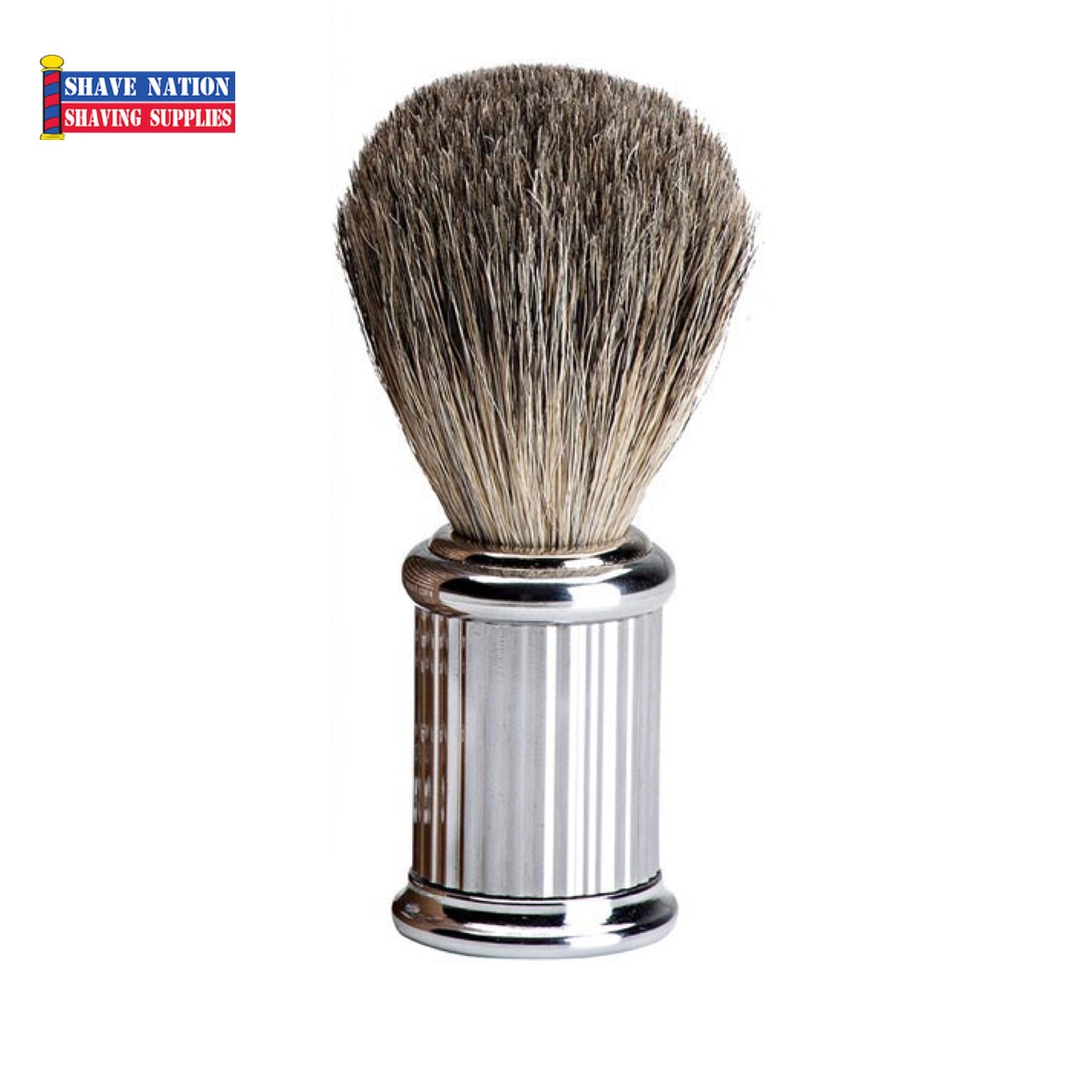 Fatip Pure Badger Chrome Handle Shaving Brush for Men - Premium Wet Shaving & Grooming Kit - Perfect for Travel, Home Use & Gift Giving