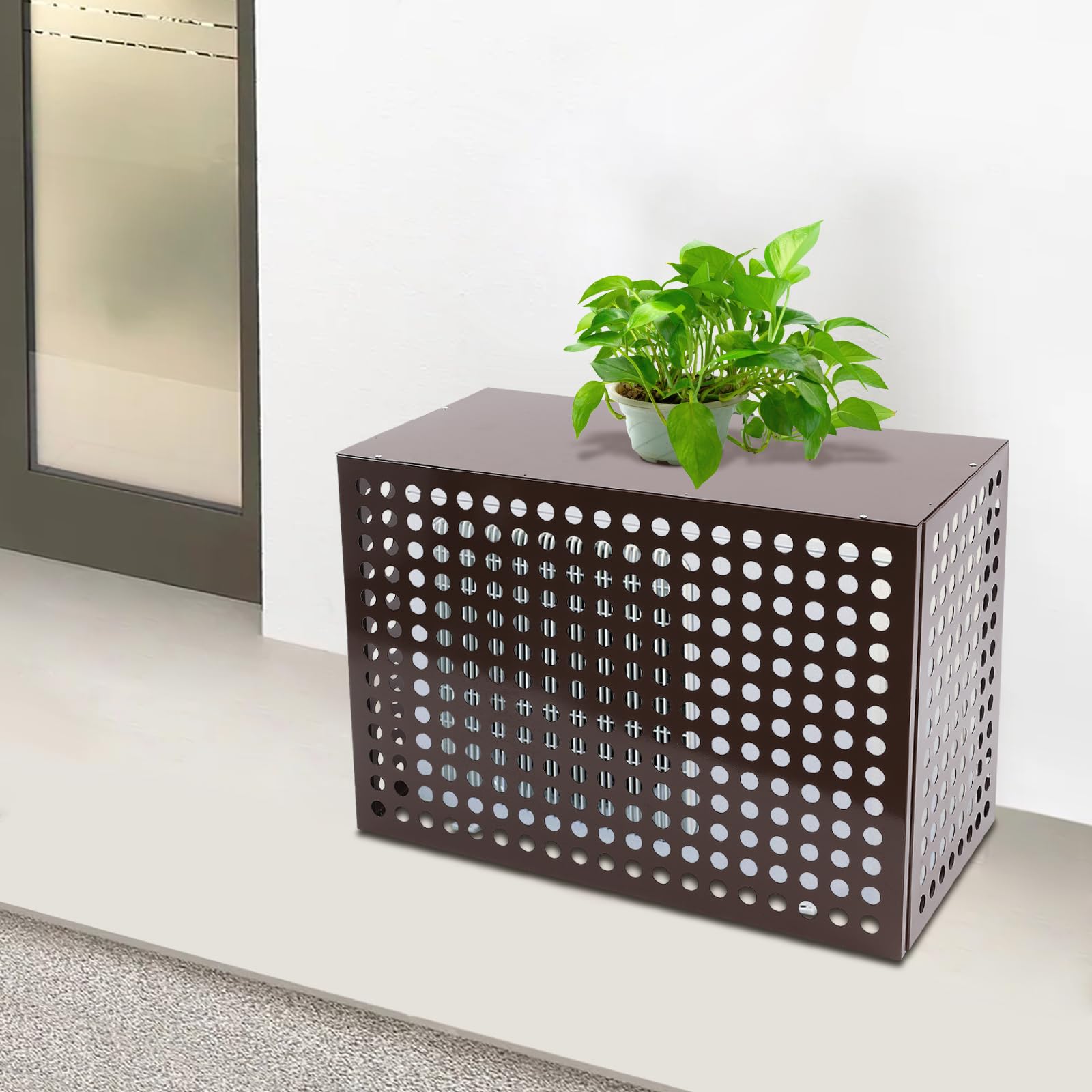 Outdoor Air Conditioner Privacy Fence Cover - Durable AC Unit Screen Panel (40x20x28in, Coffee) for Backyard, Patio & Home Exterior Protection