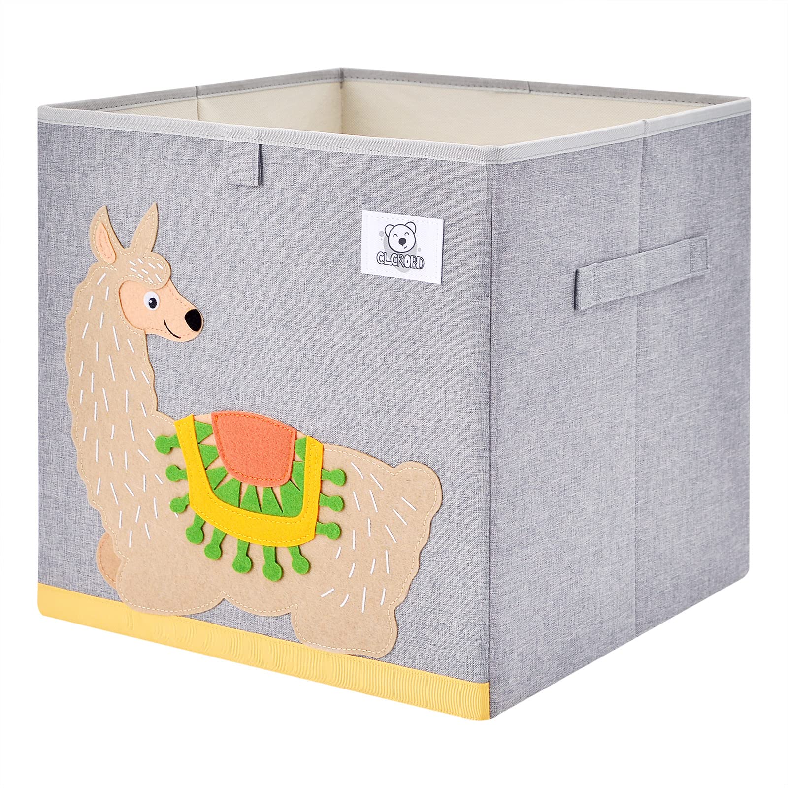 CLCROBD Foldable Fabric Animal Cube Storage Bin - 13 Inch Toy Organizer Box for Kids Nursery & Playroom (Alpaca Design) - Perfect for Stuffed Animals, Books & Toys Organization